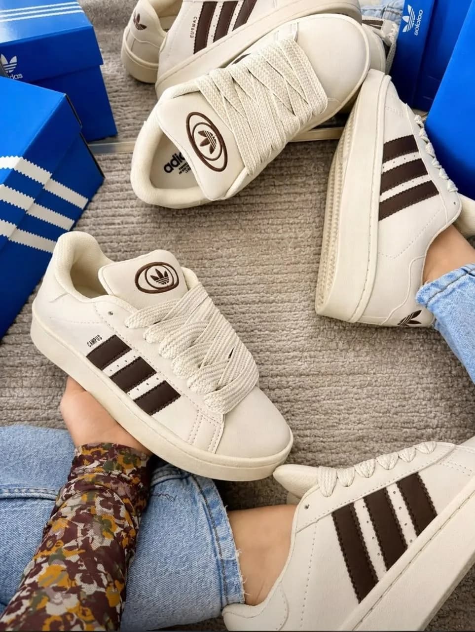 Adidas Campus creme e marrom — Adidas, KANTON